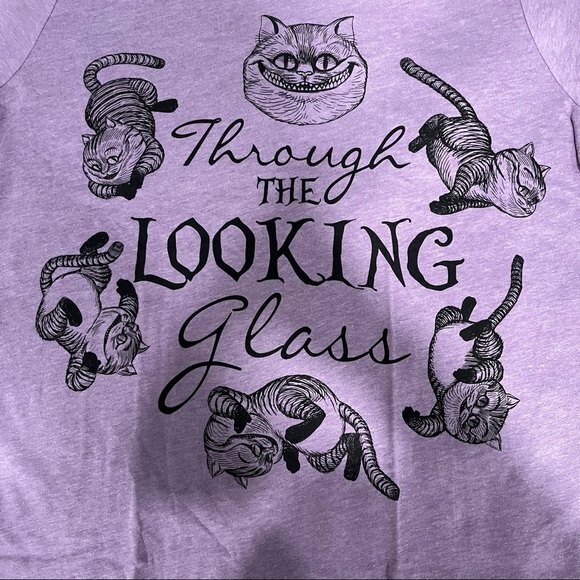 NEW Disney Cheshire Alice Through The Looking Glass Heather Purple Tee Shirt - Picture 3 of 5